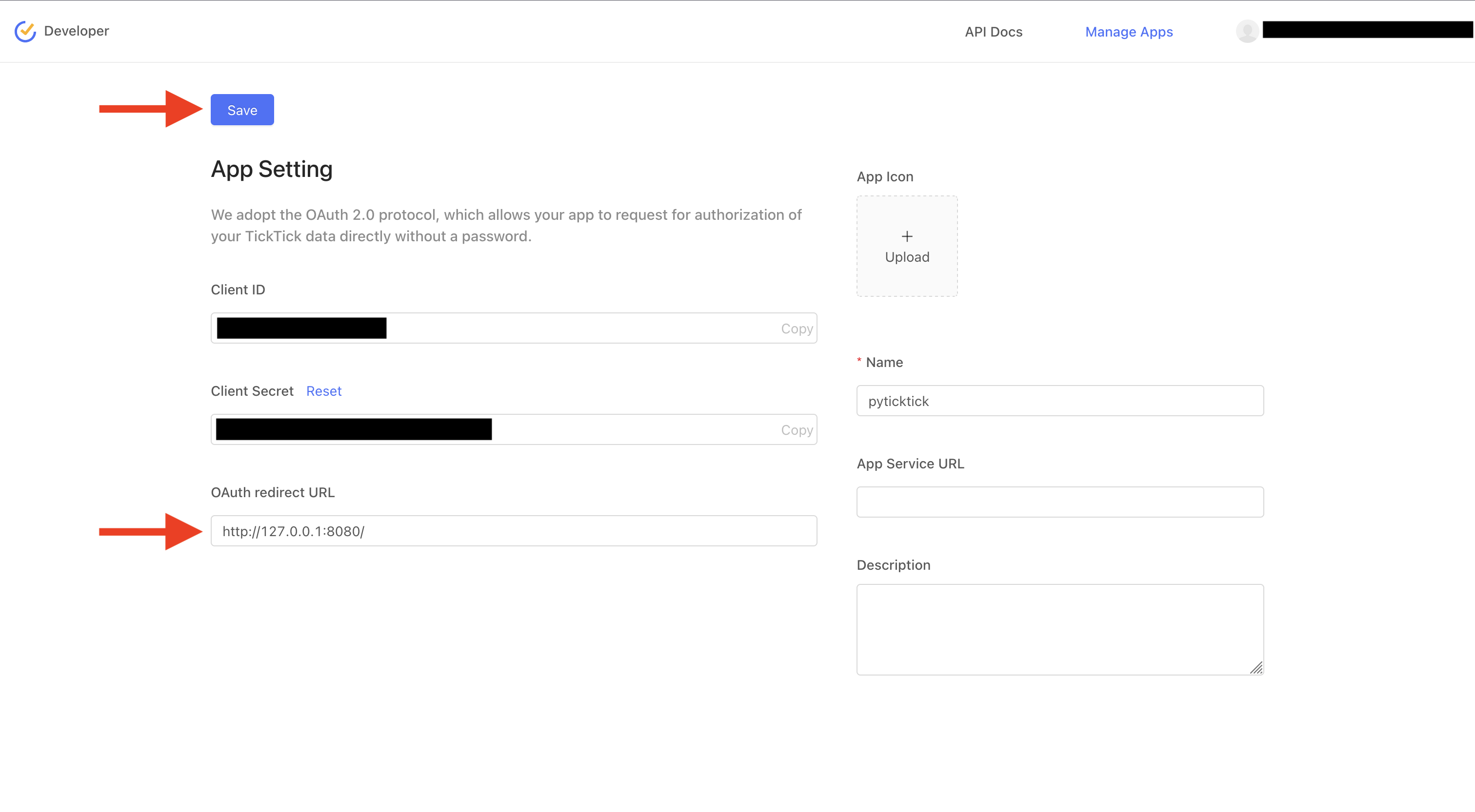 OAuth Redirect and Save