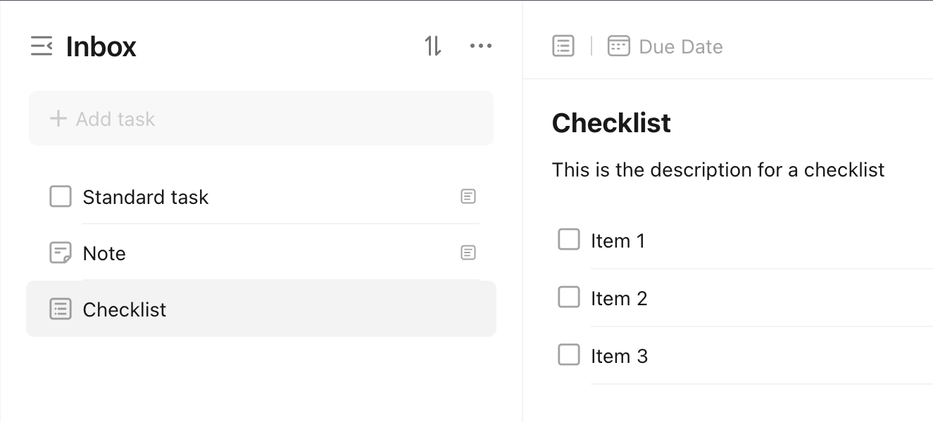 Checklist example